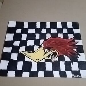 Abstract Checkered Art with Character